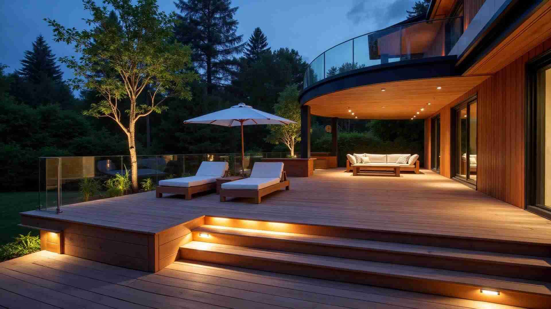 Aménagement terrasse bois avec éclairage intégré Seine-et-Marne 77